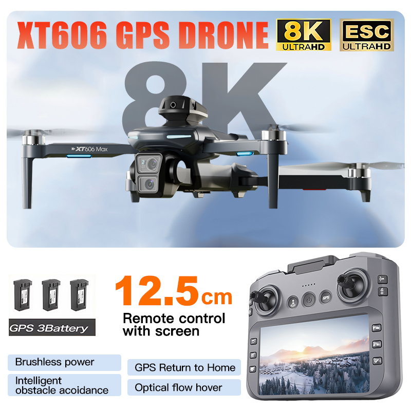 XT606 MAX 3 Akku-Drohne 4K 8K  – Drone Surveying Bewertung und Preis